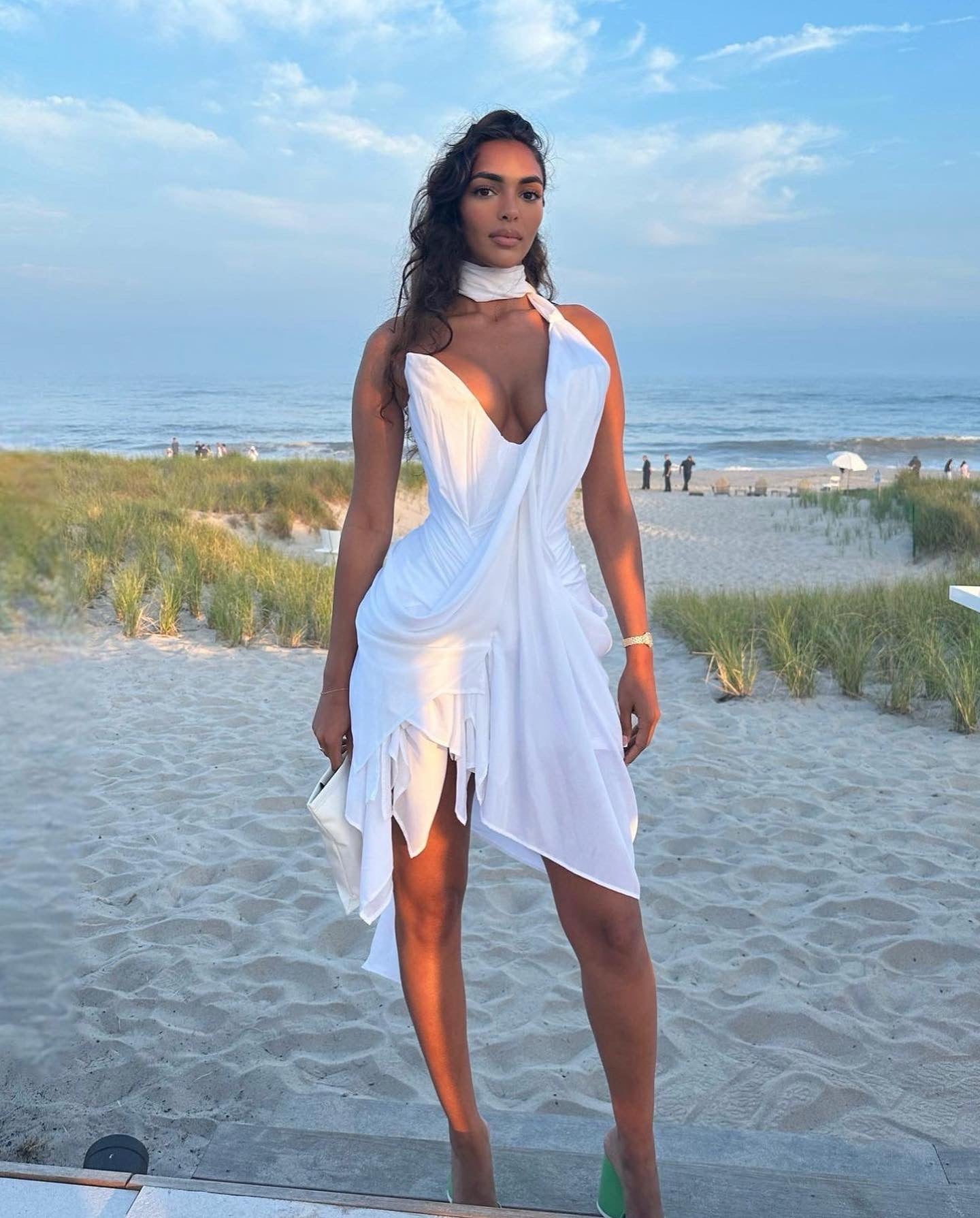 White hotsell drape dress