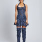 Denim Lace Pleated skirt.