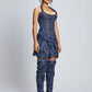 Denim Lace Pleated skirt.